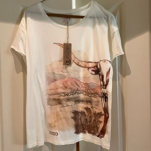 Cream western motif T-shirt